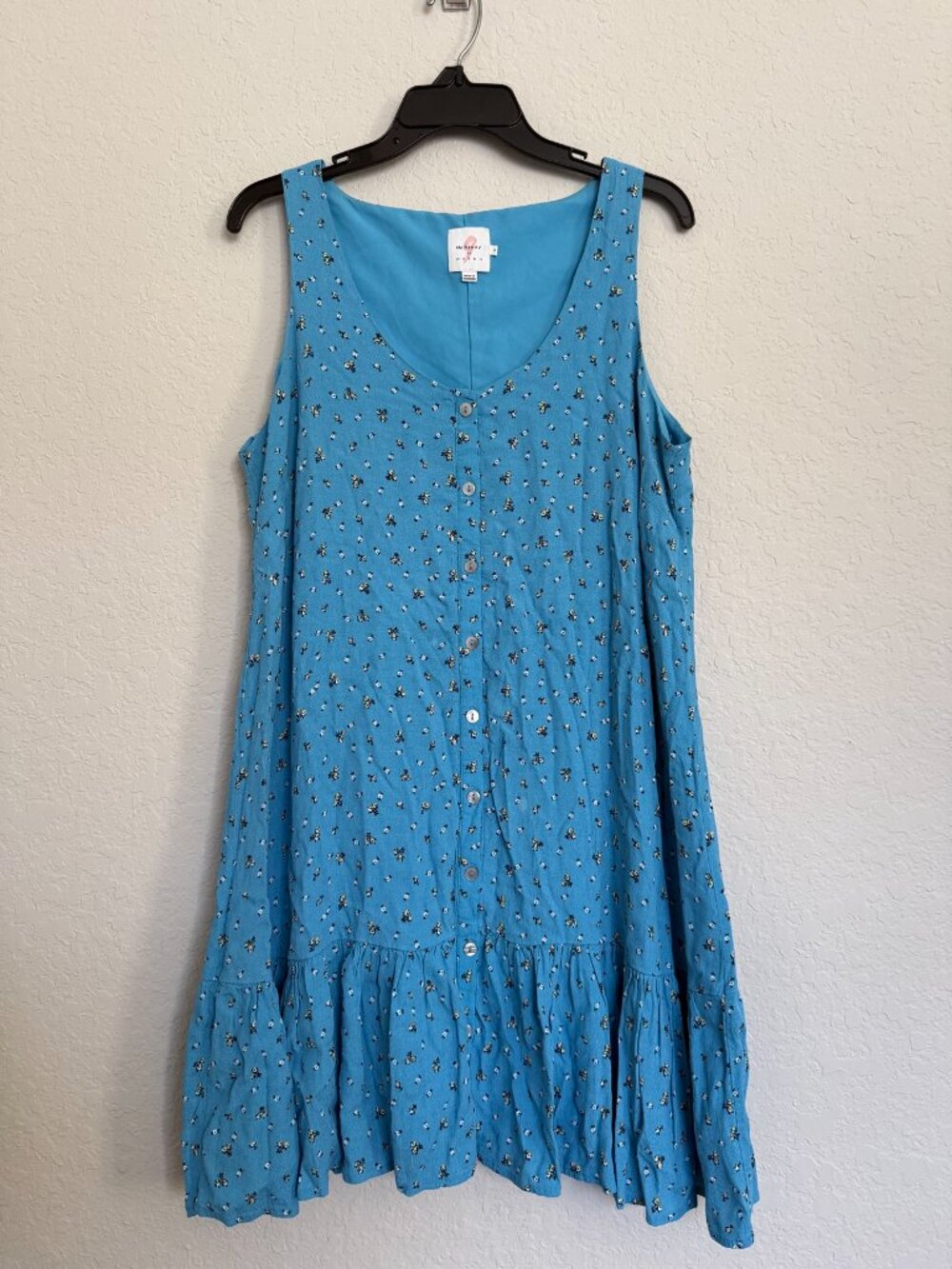 The Nines by Hatch Blue Ditsy Floral Tiered Button Front Dress M Maternity